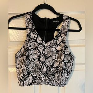 Black and White zip up crop top